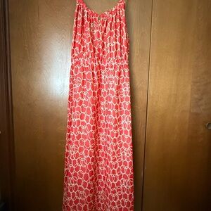 Banana Republic Dark Orange and Tan Circle Chain Patterned Maxi Dress. EUC Sz 10